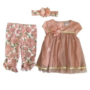 ❤️ Nicole Miller Dress & Floral Pant Set Size 24 Months